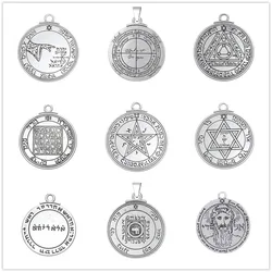 Teamer Double Sided Nordic Viking Charms for Jewelry Making Vintage Solomon Pentacle Seal Pendant for Necklace Men Amulet Wicca