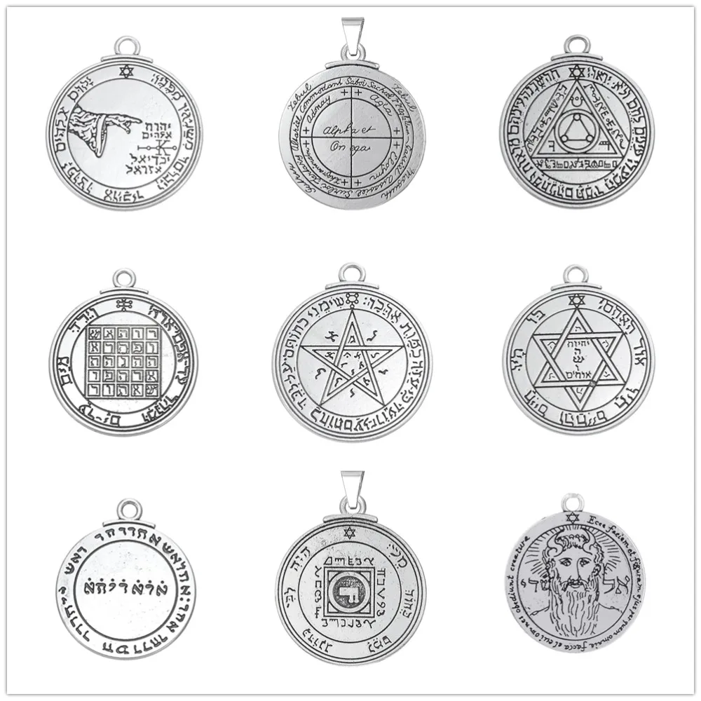 Teamer Double Sided Nordic Viking Charms for Jewelry Making Vintage Solomon Pentacle Seal Pendant for Necklace Men Amulet Wicca