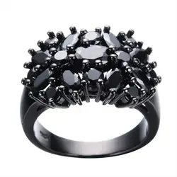 New Copper Inlaid Ring Black Oval Border Rings Wedding Rings Women Men
