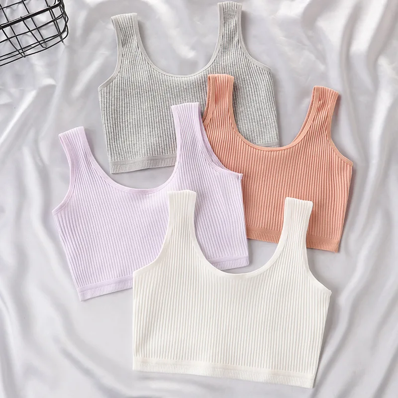 Girl Bra Cotton Children Sports Bra Girls Underwear Kids Solid Color Soft Vest Tops for Girls 7-14 Years Clothes for Teenagers