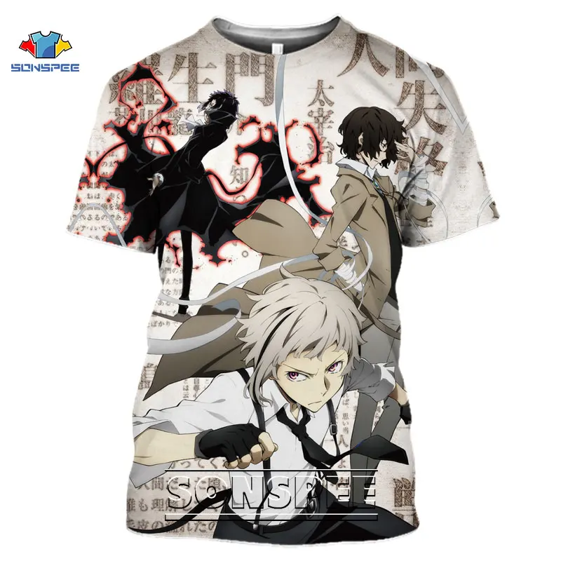 Cosplay Bungou Stray Dogs Shirt 3D Print Detective Suicide Comics Tshirts Oversized Men's T-shirts Graphic Women Gym Clothing image 5