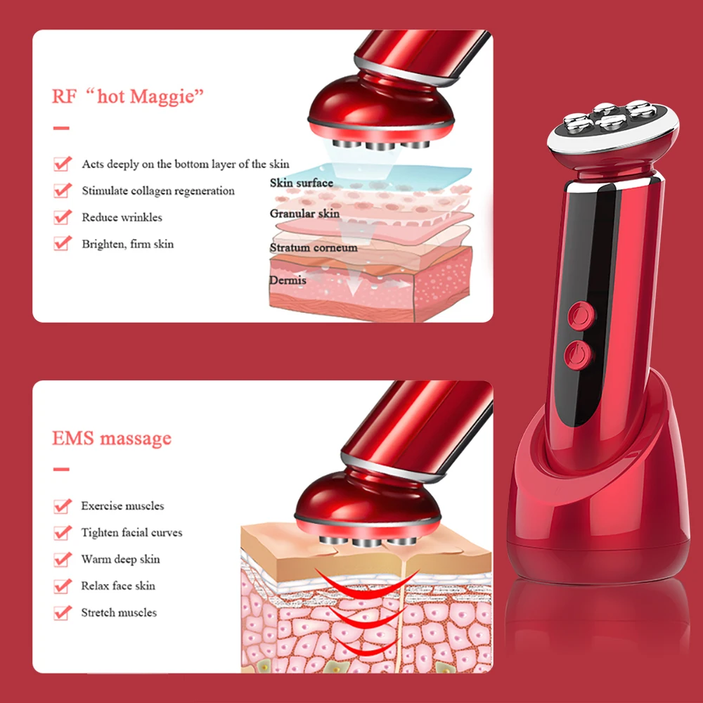 5 In 1 RF EMS Schönheit Gerät LED Hautstraffung Mesotherapie Gesichts Reinigung Maschine LED Photon Galvanische Schönheit Hautpflege werkzeuge