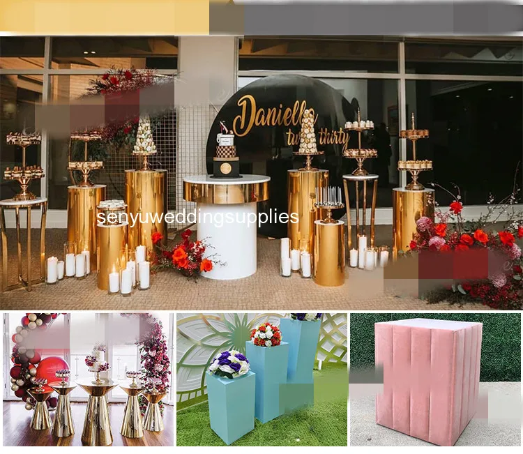 3pcs/5pcs/set)The factory sells luxury gold mirror round stand for  wedding background decorations at wholesale prices senyu1845