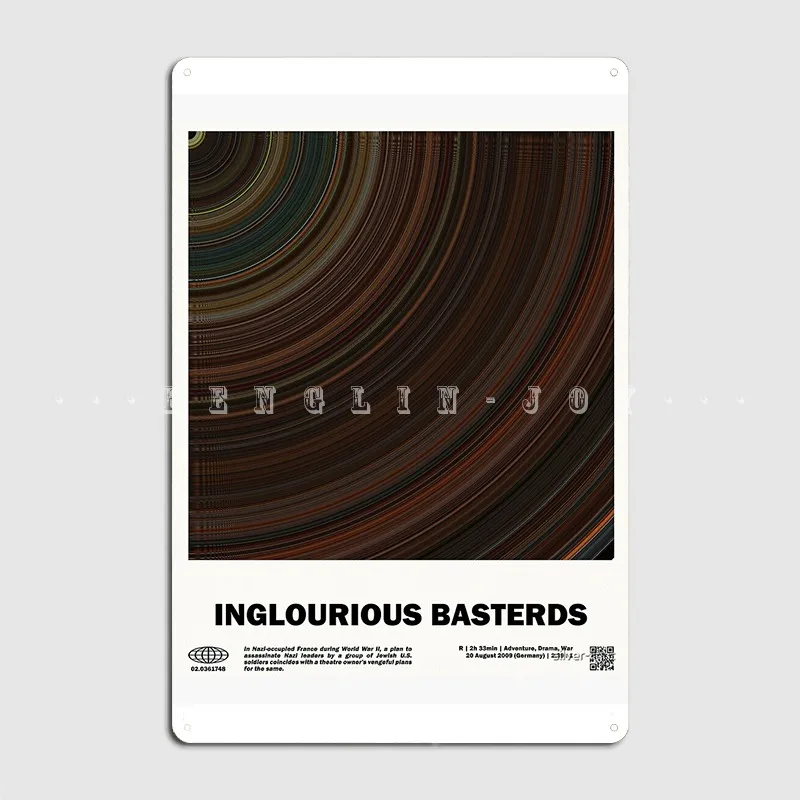 Minimal Inglourious Basterds Circular Barcode Movie Metal Sign Cinema Kitchen Club Bar Custom Poster Tin Sign Poster