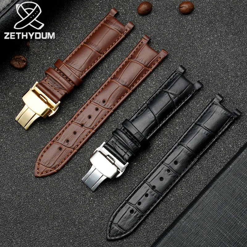 Genuine Leather Watchband for GC  22*13mm 20*11mm Notched Strap Withstainless Steel Butterfly Buckle Men and women watch belt