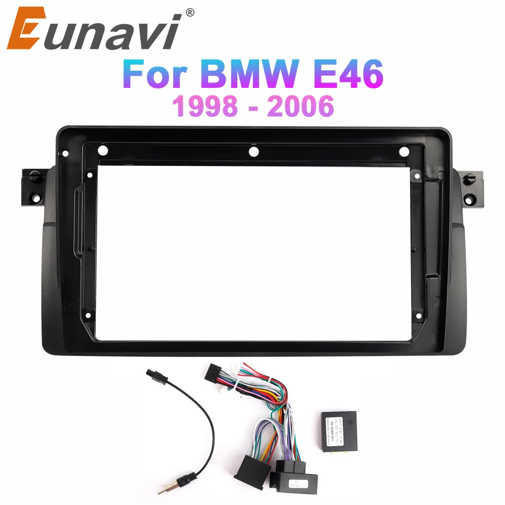 Eunavi  car radio dashboard Frame For BMW E46 / M3 / 318i / 320i / 325i / 330/335 1998-2006 Gps stereo panel car panel  frame