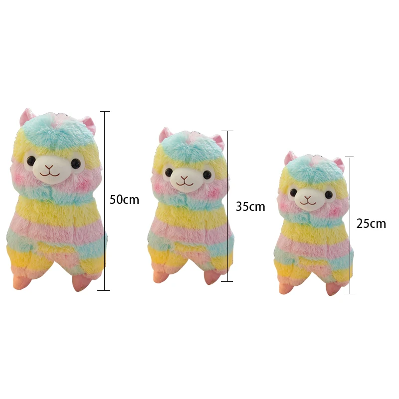 YOMDID 25/35cm/50cm Rainbow Alpaca Plush Cushion Kawaii Stuffed Cushion Cartoon Alpaca Plush Doll Christmas Children Kids Gift