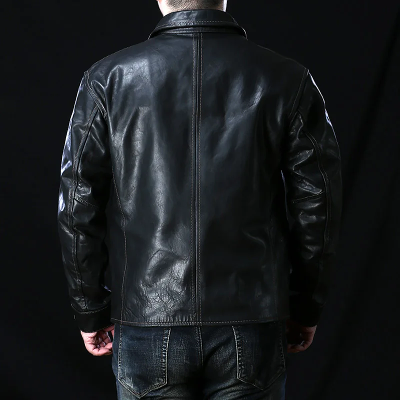 SZY1000 Rock Can Roll Read Description! Asian Size Super Quality Genuine Horse Leather 85% Wool Lining Horsehide Stylish Jacket