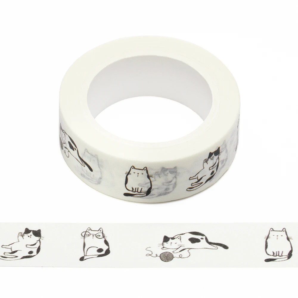 NEW 1PC 15mm x 10m Draw Character Funny Cat Doodle Cartoon Washi Tape Scrapbook Paper Masking Adhesive Washi Tape Set