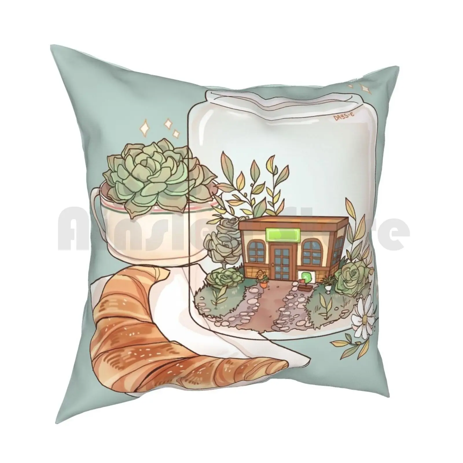 The Terrarium Pillow Case Printed Home Soft Throw Pillow Acnl Animal Animal New Leaf Cute Plants Nature Succulents