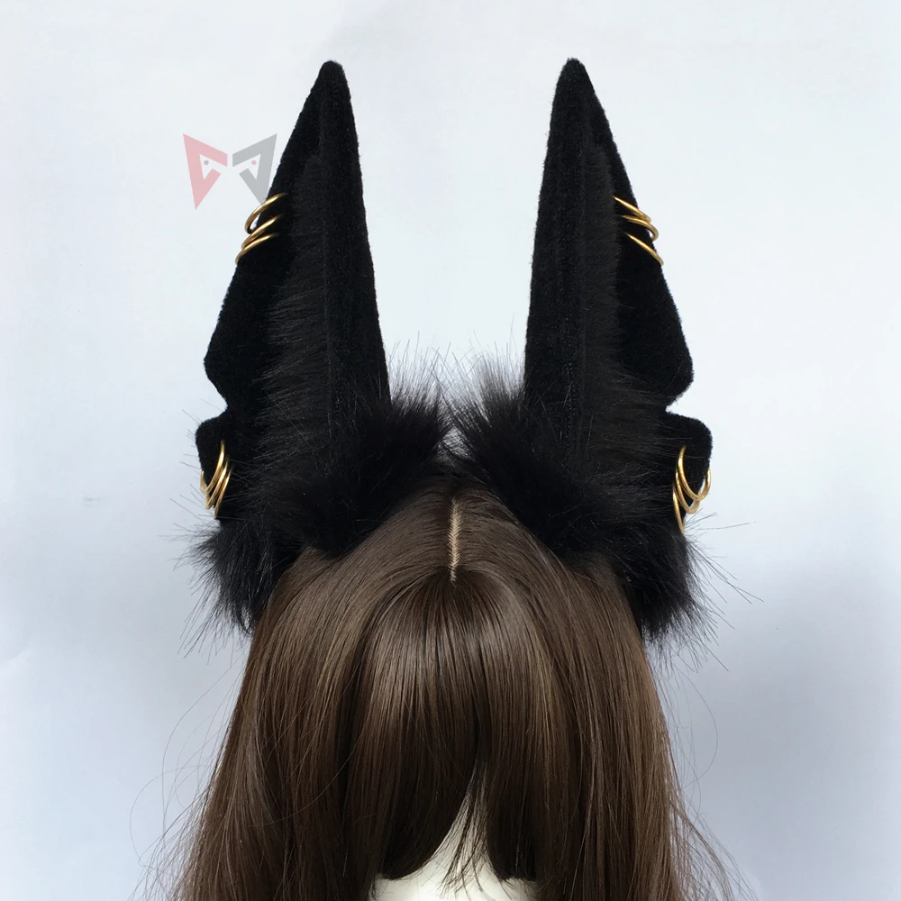 New Handmade Work Original Beast Anubis Wolf Cat  Dog Ears Black  Hairband Hairhoop Headwear For Cosplay Costume Accessories