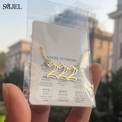 Angel Number Necklace 222 111 333 555 666 888 999 444 777 Devil Necklaces Stainless Steel Pendant Jewelry Wish Card BFF Gifts