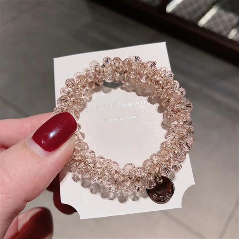 Delle Ragazze Delle donne Coreano del Rhinestone di Stile Fascia Elastica Dei Capelli Nastri Per Capelli Accessori Moda Perle di Capelli di Gomma