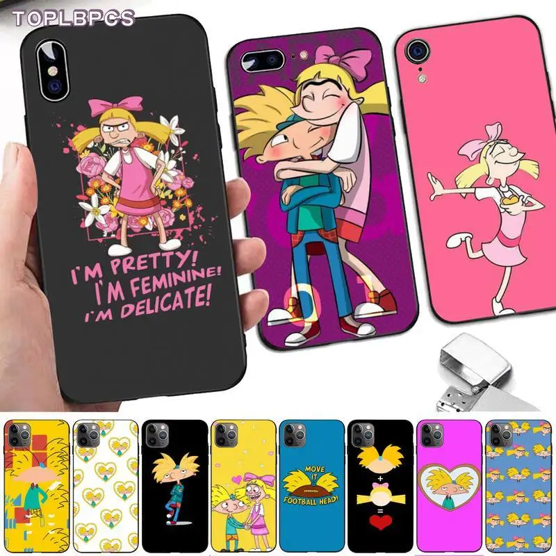 Hey Arnold Silicone Black Phone Case for iphone 13 8 7 6 6S Plus X 5S SE 2020 XR 11 12 pro XS MAX