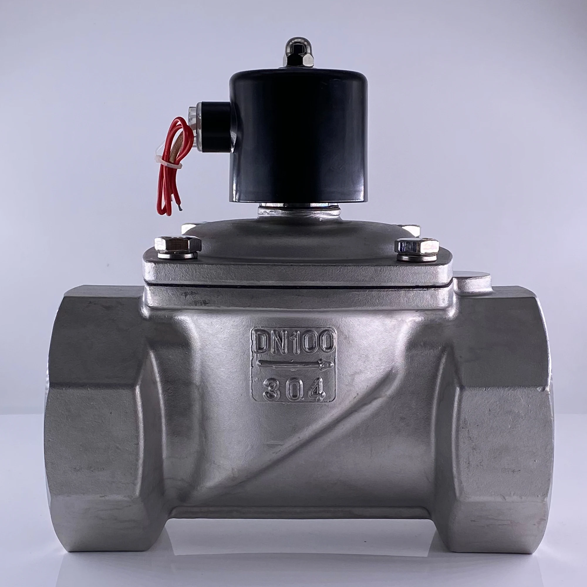 DN100, 4in, 304 stainless steel normally closed solenoid valve, AC220V DC24V two-position two-way water valve