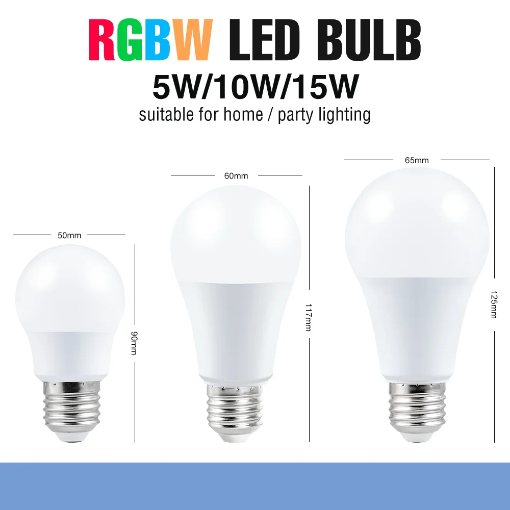 15W 10W 5W Smart Control Light LED Bulb Dimmable RGB LED Lamp E27 Color Changing Lamp RGBW Magic Bulb 220V 110V Colorful Lampada