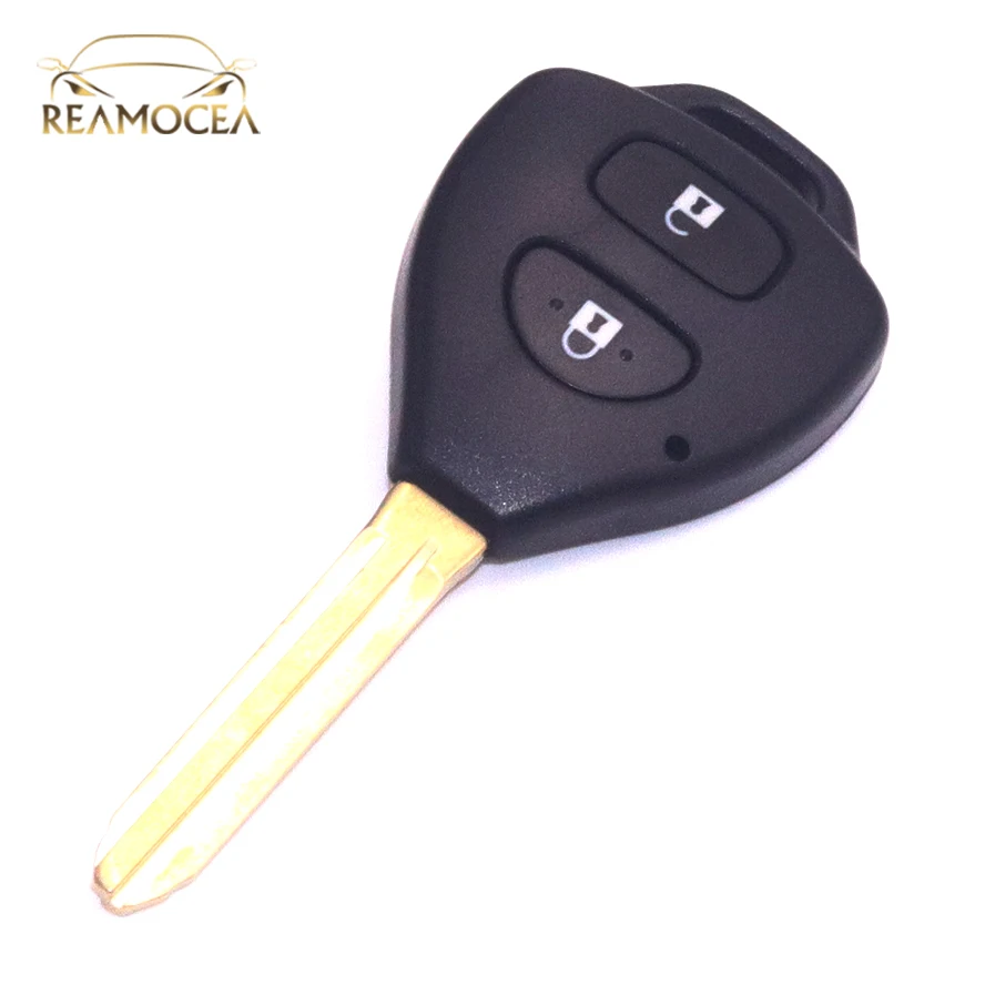 Reamocea 2 BTN Remote Car Key Case Shell FOB Cover New Replacement With Pad Fit for Toyota Corolla RAV4 Yaris Camry Hilux Prado