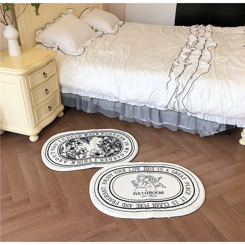 Medicci Home Luxury Bathroom Rugs French Retro Angel Print Shaggy Carpet Non Slip Bath Shower Mat Laundry Room Bedroom 40x60cm view 4