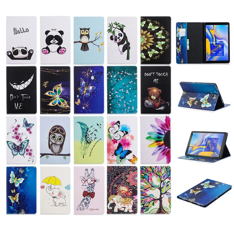 PU Leather painted Stand Case For Samsung Galaxy Tab A A2 2018 10.5 inch T590 T595 T597 SM-T590 SM-T595 Cover Funda Tablet Shell