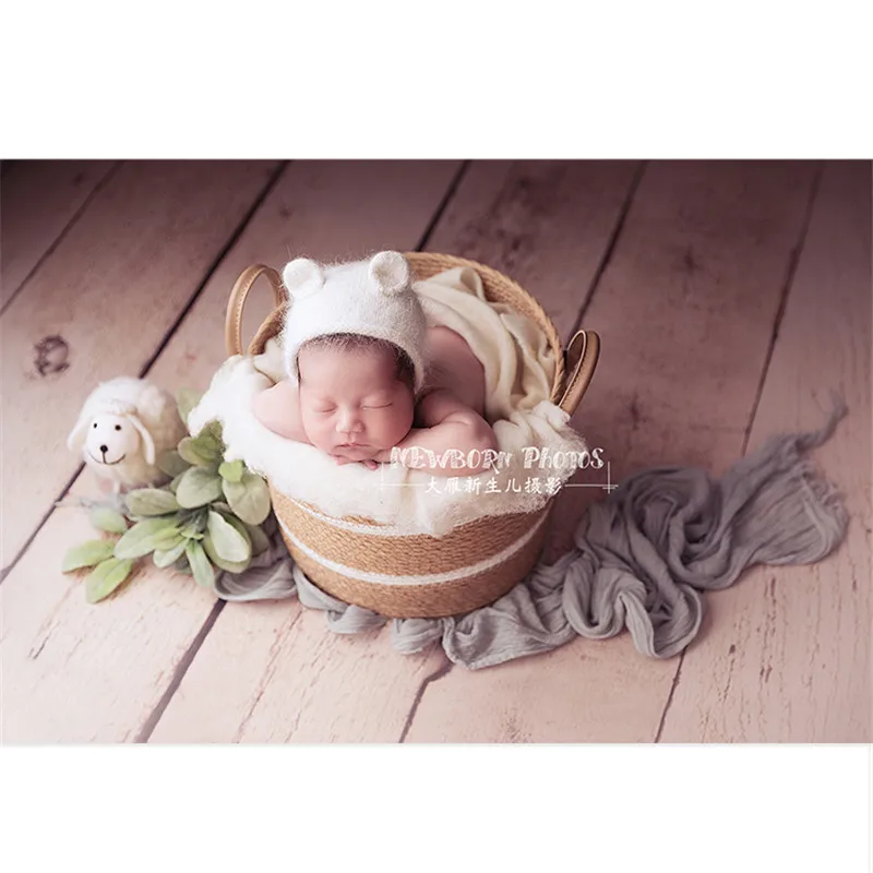 Newborn Photography Props Hand-Woven Straw Basket Natural Bamboo Baby Props Baskets Baby Shooting Accessories Posing Background