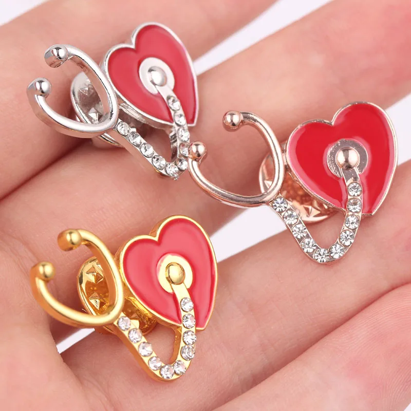 Fashion Jewelry Stethoscope Love Heart Shape Designs Unisex Nurse Doctor Hospital Gifts Pins Brooches Jewelry