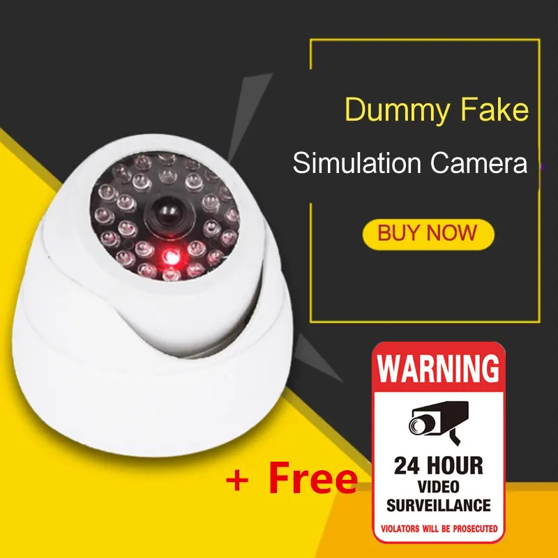 Security Dome Fake Camera Red Flash LED Light Indoor Outdoor Video Surveillance Safety kamera Buy 1 Get 1 Free Warning Sticker