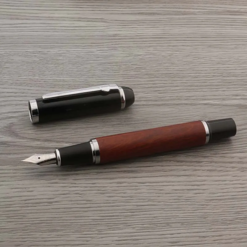 Luxury Wooden Metal Fountain Pen Red Sandalwood Black Gift Student Stationery Office Supplies Ink Pens free Customized Logo