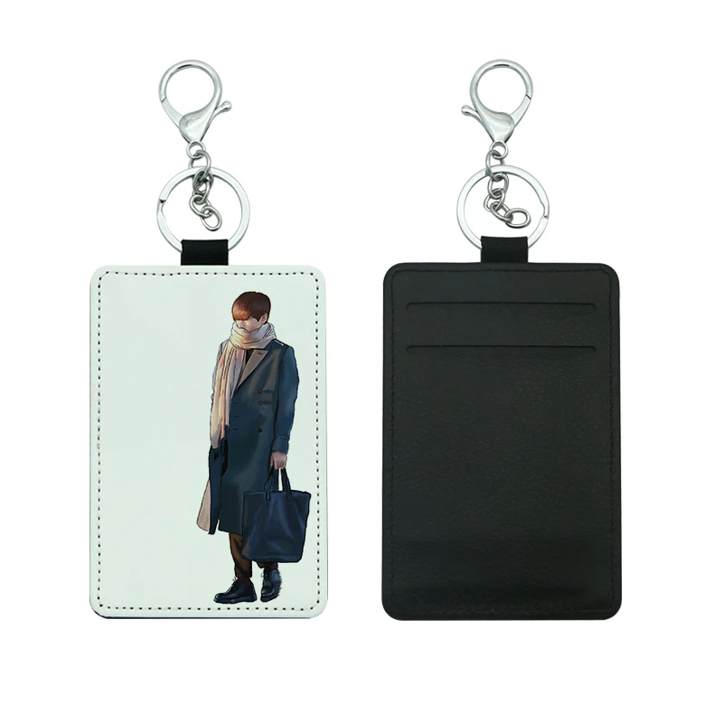 

100pcs/lot Blank Sublimation Leather Card Bag Holder Key Chain Tag Heat Transfer Printing Blank Consumables DIY