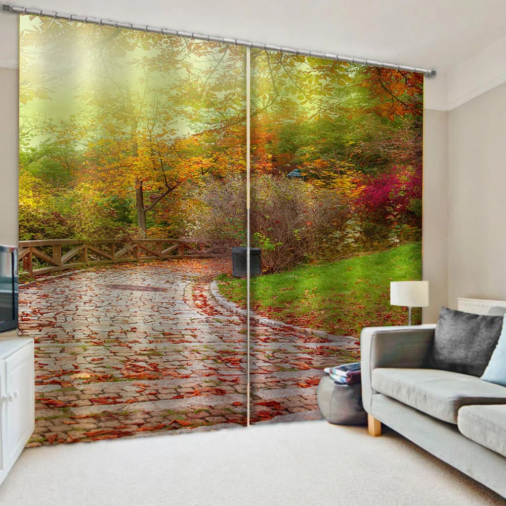 

Роскошные затемняющие оконные шторы 3D по индивидуальному размеру для гостиной, занавески с природным ландшафтом