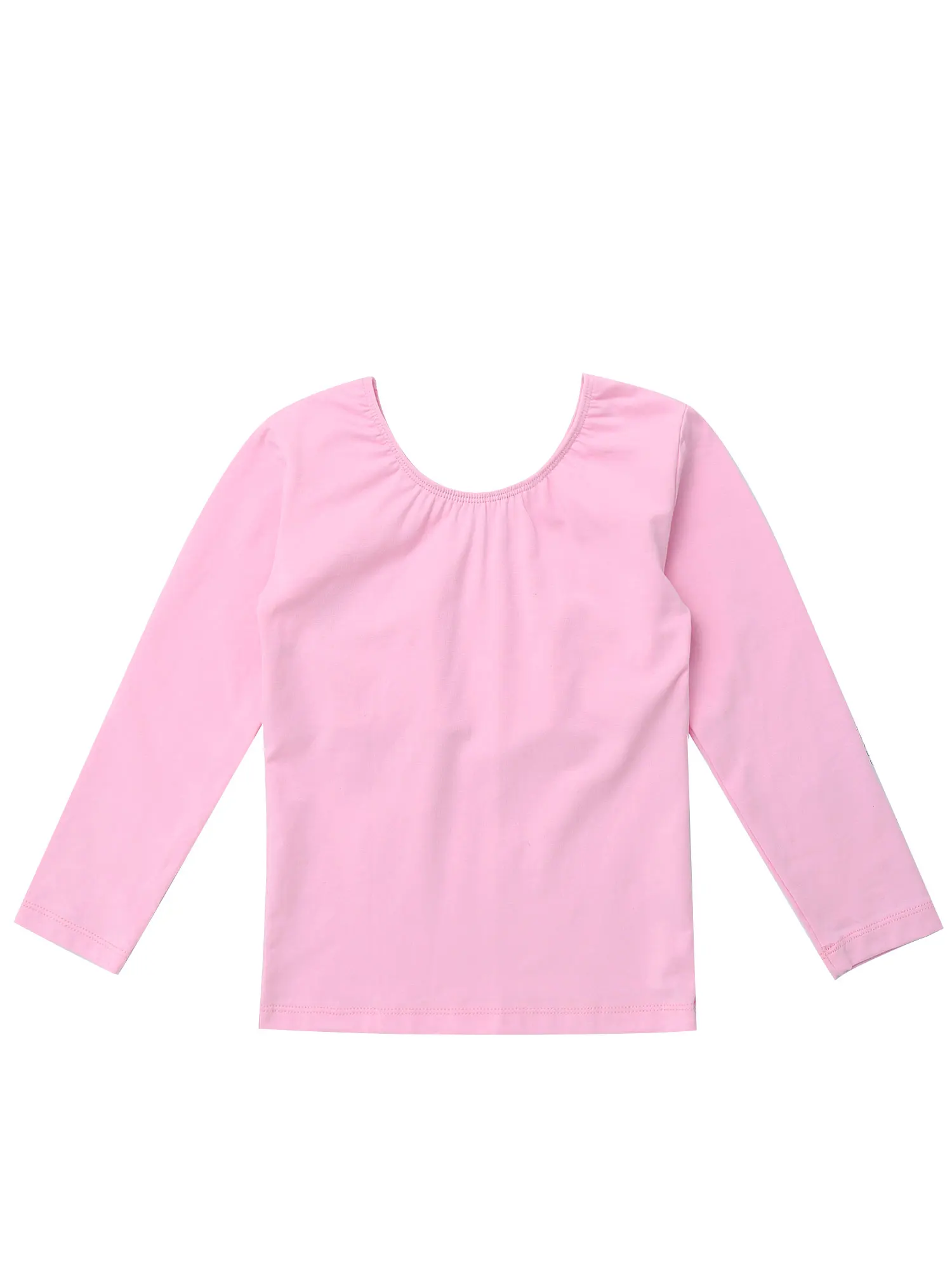 FEESHOW New Girls Ballet Dance Top Long Sleeved Dancing T-shirt Crop Top Kids Trainning Clothes Ballroom Show Costume