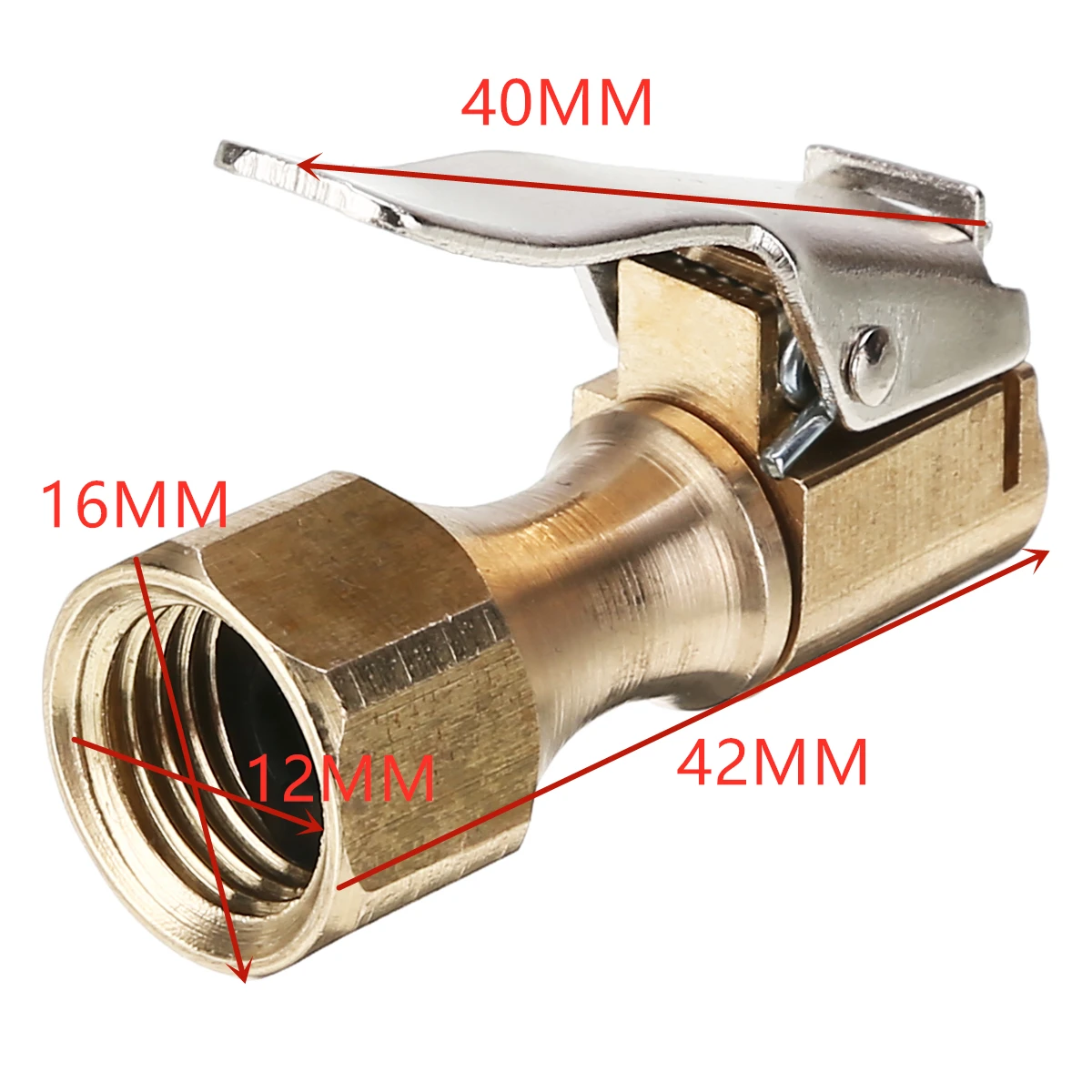 1Pc 16mm 12mm Brass Car Air Pump Thread Nozzle Adapter Auto Wheel Tyre Tire Inflator Valve Fast Conversion Head Clamp Clip Type