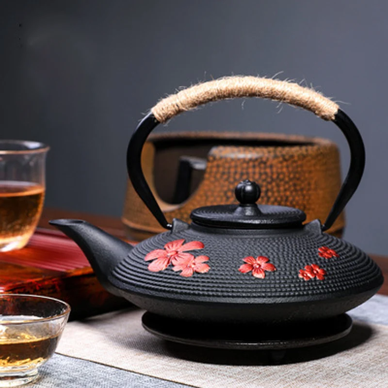 Cast Iron Pear Blossom Bamboo Leaf Tea Kettle, Teapot, Tea Accessories, Tea Set, House Decor, 900ml