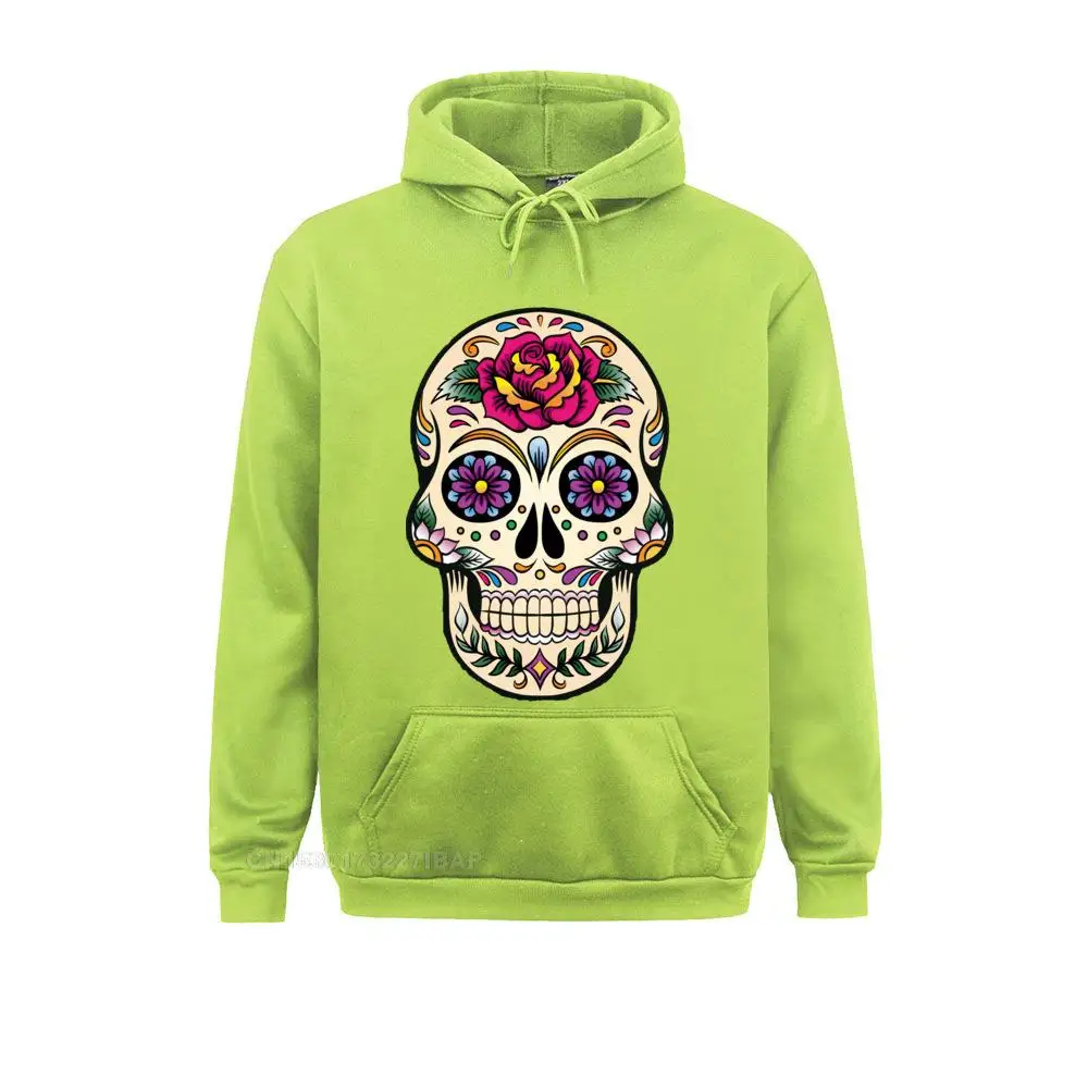 Day Of The Dead Harajuku Hoodies Sugar Skull With Rose Tile Jacket For Men Cotton Travel Original Sportswear Long Sleeve