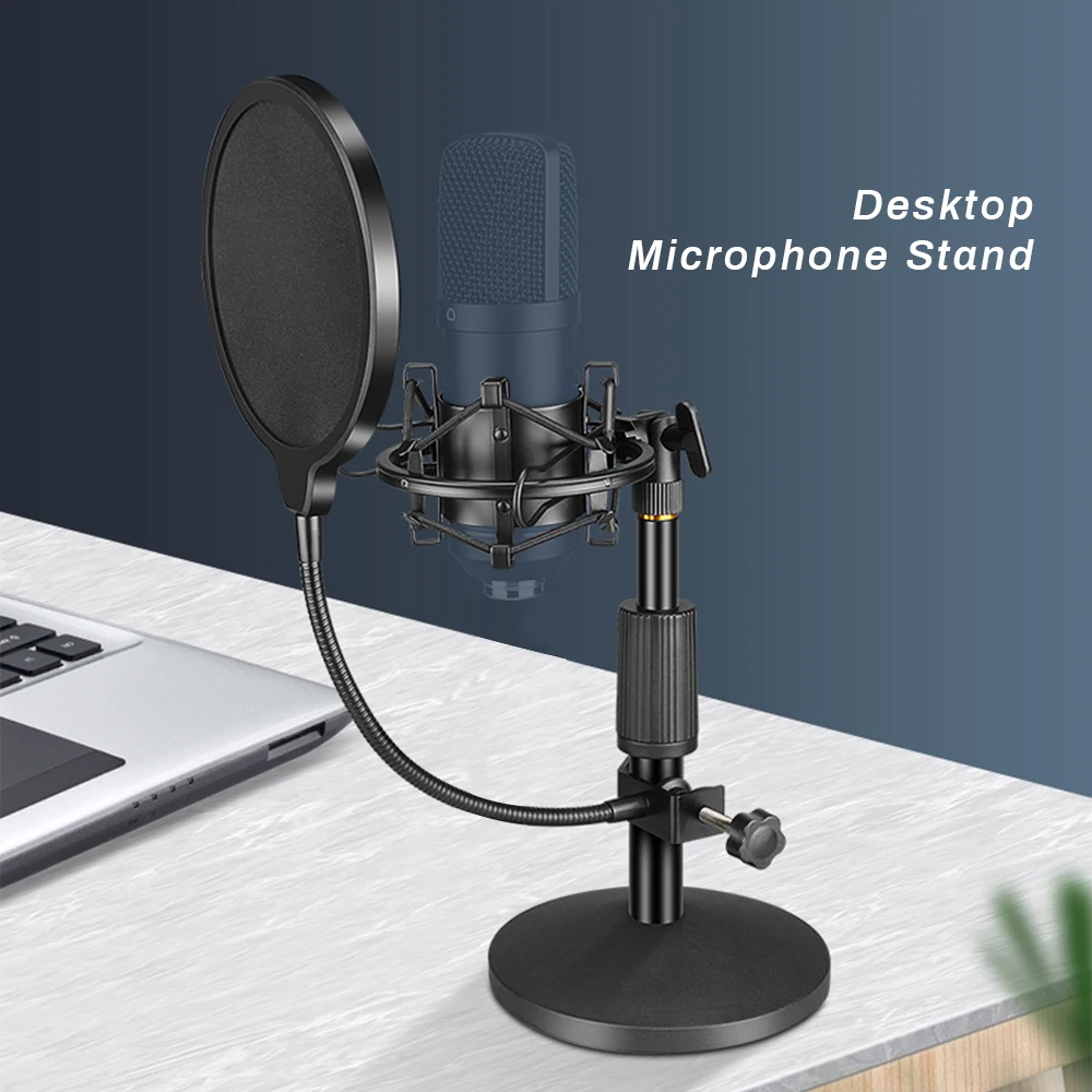 Profession USB Condenser Microphone Tabletop Stand with Shock Mount Holder Pop Filter mic Stand for bm 800 Microphone