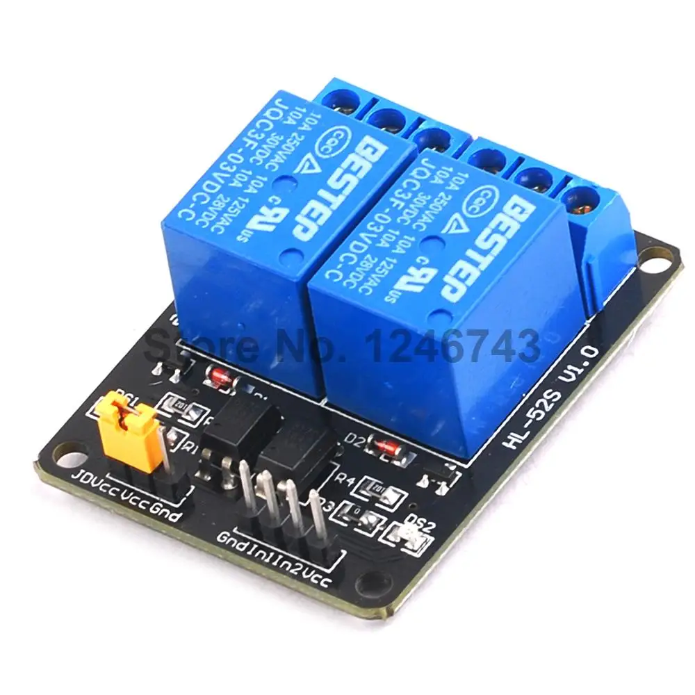 Módulo de Relé com Optoacoplador para Arduino, 2 Canais, Saída 2 Way, 3.3V, 3V