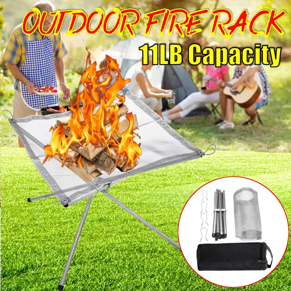 Portable fire pit outdoor camping folding mesh fire pit portable fireplace can clean environmental protection steel material