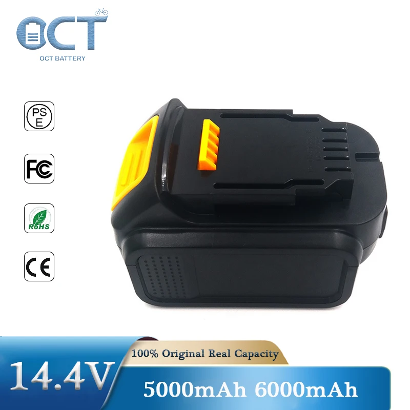 DCB140 Safe Replace Dewalt 5.0Ah 6.0Ah 14.4V Power Tool Backup DCB120 DCL510 DCD710 Rechargeable Lithium-ion Batteries