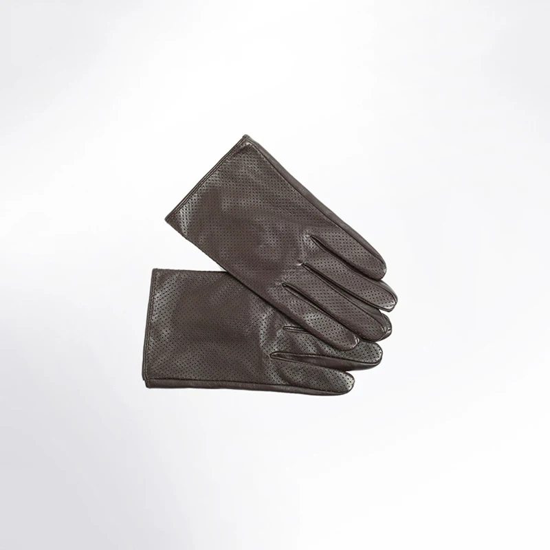 Gants fins en cuir véritable pour hommes, respirants, doux, à la mode, classiques, en peau de chèvre, sans doublure, pour la conduite à écran tactile, automne