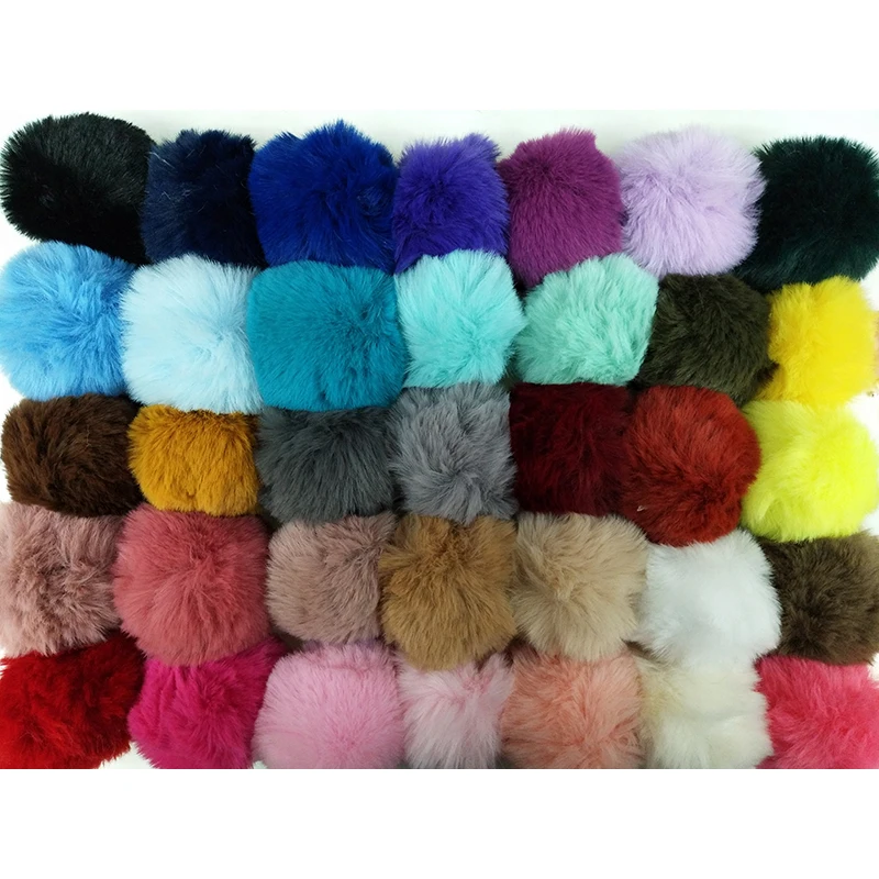 35 Colors DIY 8cm Pompom Ball Artificial Rabbit Hair Ball with Small Elastic Cord for Hats Shoes Bags Scarves Gloves Accessories