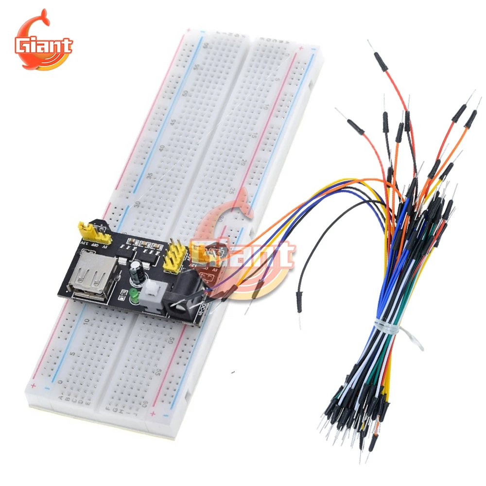 Modul Suplai Daya Papan Sirkuit 3.3V 5V MB102 + MB-102 830 Poin Papan Roti Prototipe untuk Kit Arduino + 65 Kabel Jumper Grosir