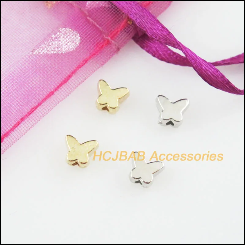 250Pcs Dull Silver Plated / KC Gold Color Acrylic Animal Butterfly Space Beads Charms 5x6mm