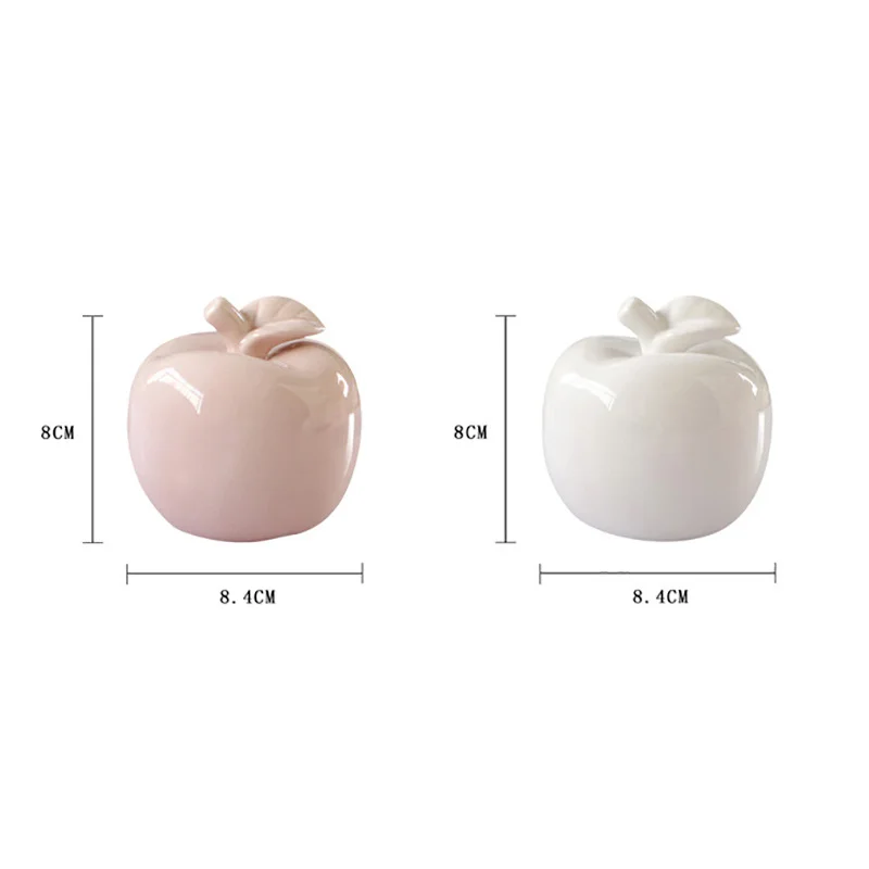 Creative Ceramic Apple Crafts White Pink Fruit Decoration Living Room Office Desktop Apple Decor Home Decoration Christmas Gift