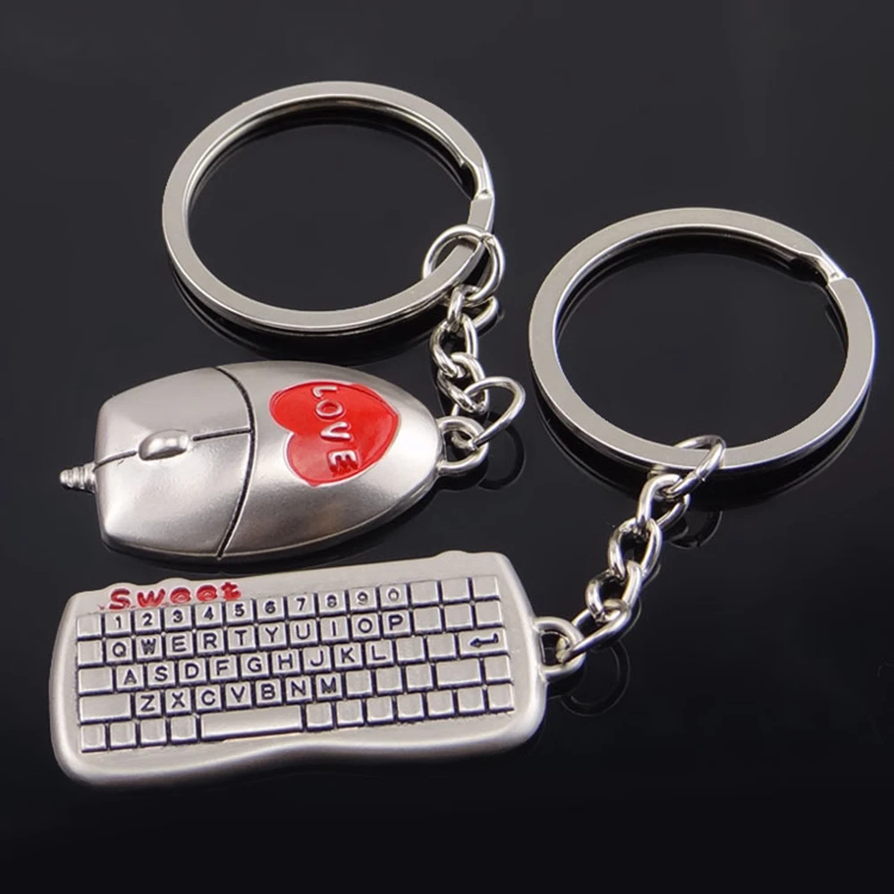 Hot Sale Mouse Keyboard Keychain Couple Key Chain Metal Keyring Pendant Computer Business Promotion DIY Jewelry Small Gifts