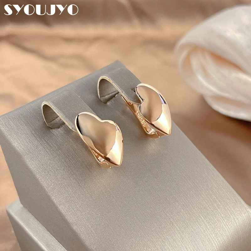 SYOUJYO 글로시 러브 585 로즈 골드 매달려 귀걸이 여성용 로맨틱 럭셔리 디자이너 파인 쥬얼리 멋진 파티 소녀의 선물