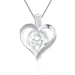CLUCI Silver 925 Heart Shaped Pearl Locket for Women Necklace Making 925 Sterling Silver Pendant Mother's Day Gift SC350SB