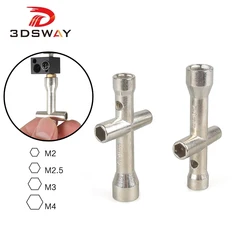 3DSWAY 2pcs 3D Printer Parts Mini M2 M2.5 M3 M4 Screw Nut Hexagonal Cross Wrench Sleeve e3d v6 Nozzle Spanner Maintenance Tool