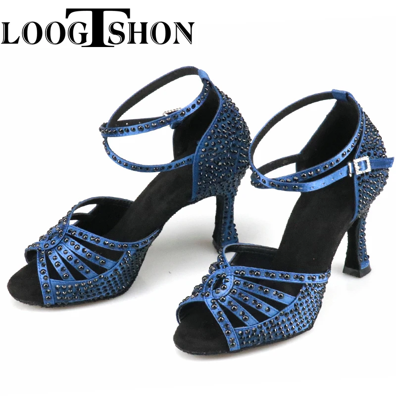 Zapatos de baile Loogtshon para mujer, zapatos latinos de salón, zapatos de baile de Tango modernos para mujer, sandalias de Salsa con tacón de 7,5 CM