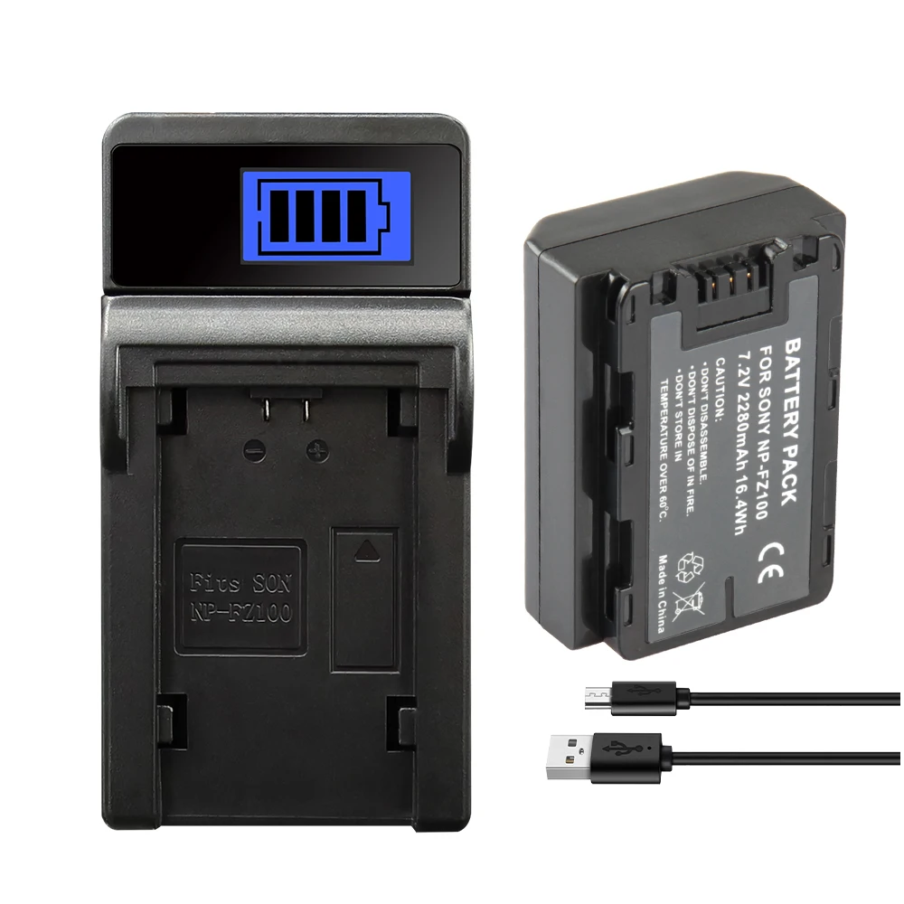 NP-FZ100 Battery for Sony A9 A9R 9R Alpha 9 A7R III A7 III Fully ILCE-7RM3 BC-QZ1 Camera Batteries Charger 2280mAh NPFZ100