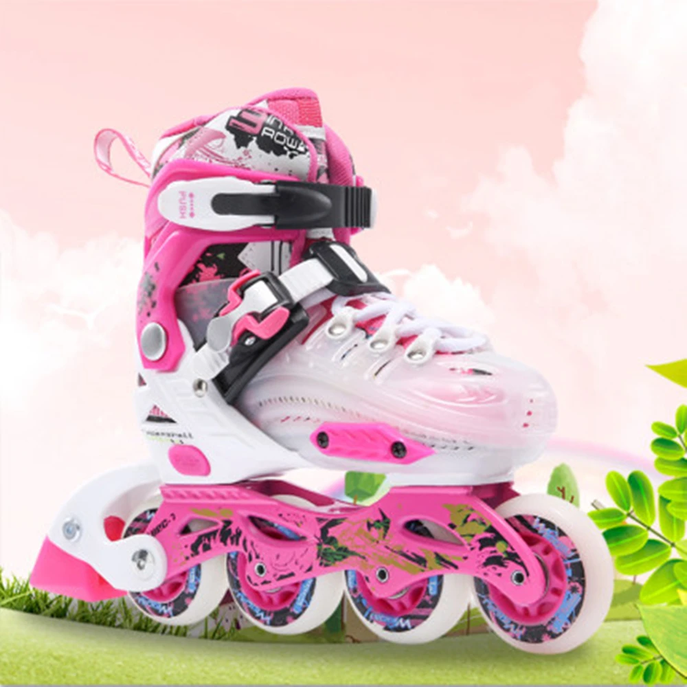 Patines de ruedas de velocidad patines de ruedas patines en línea para niños flash ajustable hombres y mujeres niños flor plana