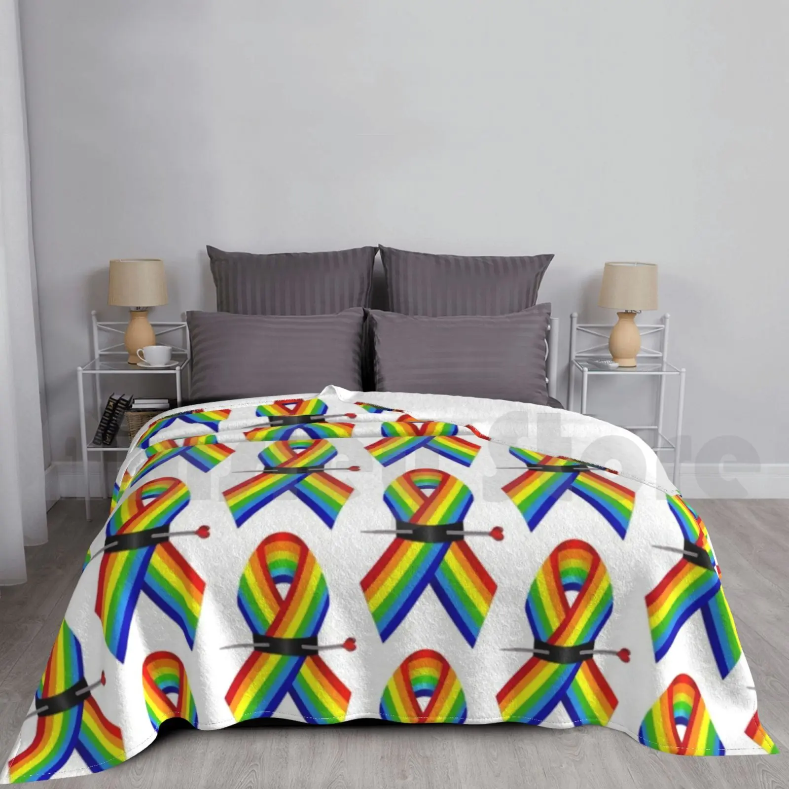 Orlando Ribbon Project Blanket For Sofa Bed Travel Rainbow Rainbow Ribbon Orlando Strong Pulse One Pulse